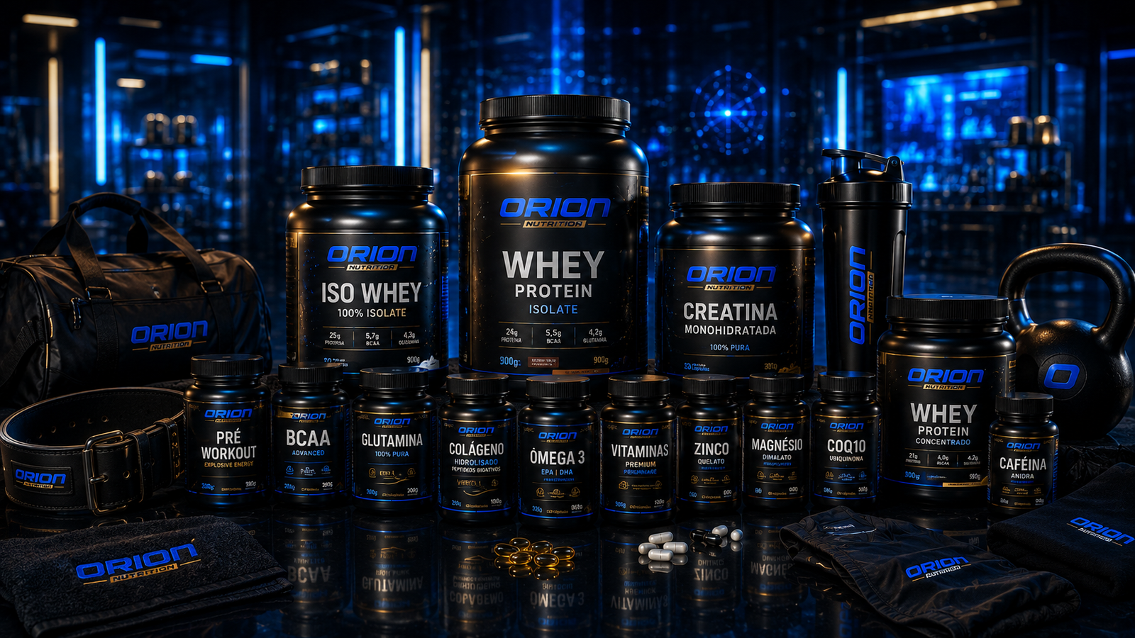 Linha completa de suplementos premium Orion Nutrition